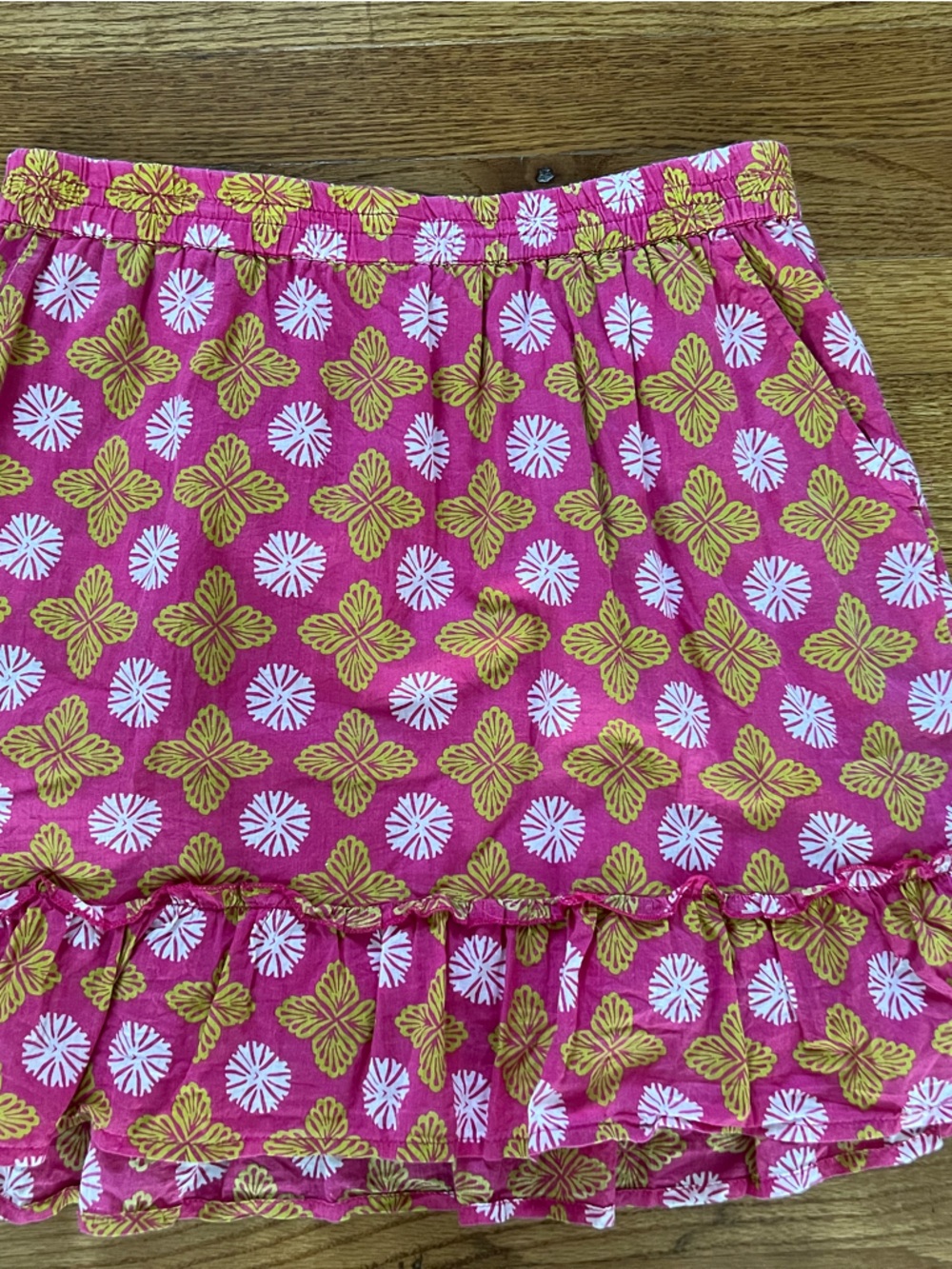 Sigrid Olsen Pink Floral Print Ruffle Hem Mini Skirt